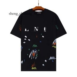 Lanvis Shirts Mens Designer T Shirt Casual Man Womens Tees Hand-painted Ink Splash Graffiti Letters Loose Short-sleeved Round Neck Clothes 3657
