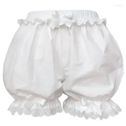 Women's Panties Womens White Ruffled Lace Trim Bloomers Safety Shorts Japanese Style Cute Bowknot Cosplay Pumpkin Pants Frilly Knickers