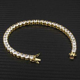 Rock Tennis Chains Spring buckle Hip-hop Tide Men's Bracelet Zircon-microencased 3 4 5mm7 8 9inch tennis bracelets For Men And Wom 2334