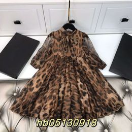 kids Dresses Autumn/winter Girls' Dress with Leopard Pattern Design Made of Silk Cotton Fabric