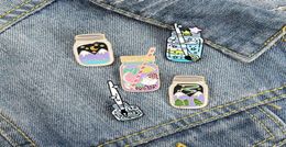 20pcsLot Oil Drop Enamel Cup Ink Bottle Pins Cartoon Fruit Tea Drink Bottle Brooch Sky Mountain Star Moon Brooch Unisex Accessori1545323