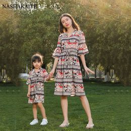 Summer Mom and daughter dress boho floral dress Dress For Mommy and me clothes Mother and daughter family matching clothes 240507