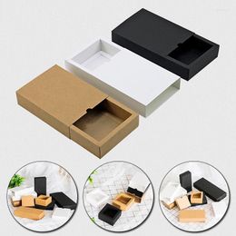 Gift Wrap Black Kraft Paper Packaging Cardboard Box White Drawer Wedding Party Small Candy Jewelry Package Boxes