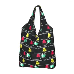 Storage Bags Fashion Funny Electrician Design Explains Electricity Shopping Tote Portable Engineer Grocery Shopper Shoulder Bag