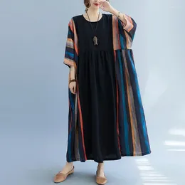 Casual Dresses Summer Dress 2024 Fashion Comfortable Cotton Round Neck Loose Irregular Oversize Women's Elegant Long Party