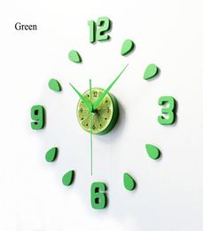 2018 New Lemon Green Design Sticker EVA 60CM Wall Clock Colour Big Large Decorative 3d Diy Wall Clock for Kitchen Children Room Y23788078