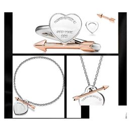 Chain Rose Gold Sier Jewellery Bracelet Chains Link Luxury Jewellery Heart Necklaces Bracelets For Women Set Custom Men Love Arrow Plat Otwjs