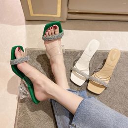 Slippers Women Summer Sandals PVC Jelly Crystal Heel Transparent Female Sexy Clear High Heels Pumps Shoes