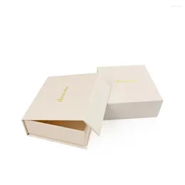 Gift Wrap Wholesale 500pcs/Lot Custom Printing Logo High Quality Recyclable Magnet Flip Paper Boxes With Sponge For Jewellery Accessories
