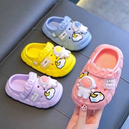 Slipper Summer Children Hole Slippers New DIY Cartoon Soft Sole Anti Slip Boy Baby Beach Sandal Cute Girl Kids Outdoor Flip Flop Sandals Y240518