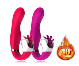 New Dual Stimulator Heating Vibrator Multispeed GSpot Vibrator Vibrating Clitoris Massager Tongue Licking Sex Toys for Women2278781