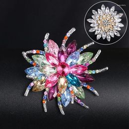 Brooches Crystal Rhinestones Flower For Women Acrylic Badge Brooch Pins Coat Dress Decor Fashion Wedding Jewellery Accessories