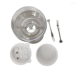 Bowls Reusable Wet And Dry Separation Pickled Jar With Fork - Multipurpose Round Flip Top For Daily Use