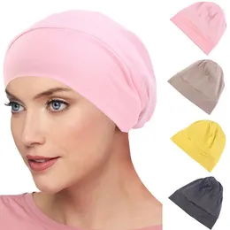 Ethnic Clothing Elastic Muslim Hijabs Turban Beanie Cap Women Soft Cotton Bonnet Head Wrap Winter Warm Wide-brimmed Headgear Hat