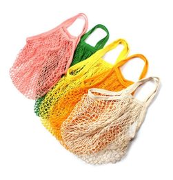 Reusable Shopping Grocery Bag 14 Color Large Size Shopper Tote Mesh Net Woven Cotton Bags Portable Shopping Bags Home Storage Bag 7437667