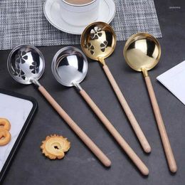 Spoons Stainless Steel Japanese-Style Wooden Handle Soup Spoon Philtre Household Tableware Pot Drain Rice Utensil