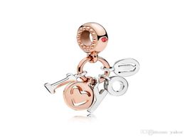 NEW 925 Silver and Rose gold plated Letter love Pendant Charm Original Box for P DIY Bracelet Necklace Jewelry accessories Charms9402820