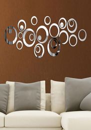 24pcsset 3D DIY Circles Wall Sticker Decoration Mirror Wall Stickers for TV Background Home Decor Acrylic Decoration Wall Art9525865