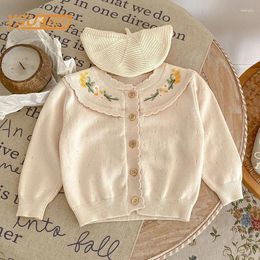 Jackets Born Kids Baby Girls Long Sleeve Hollow Out Embroider Knit Cardigan Coat Autumn Infant Children Clothes Sweater