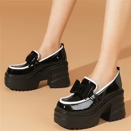 Boots Slip On Creepers Women Genuine Leather Cuban High Heels Ankle Female Round Toe Chunky Platform Pumps Shoes Casual