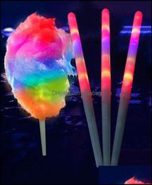 Led Cotton Candy Glow Glowing Sticks Light Up Flashing Cone Fairy Floss Stick Lamp Home Party Decoration Drop Delivery 2021 Event 7530773