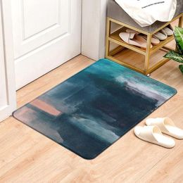 Bath Mats Deep Blue Painting Marble Texture Ink Style Doormat Home Protective Floor Mat Living Room Carpet Bathroom Anti-Slip Door