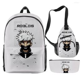 Backpack Fashion Youthful Funny Robleis IUTU 3pcs/Set 3D Print Bookbag Laptop Daypack Backpacks Chest Bags Pencil Case