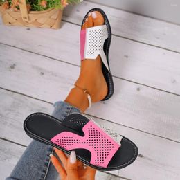 Slippers 2024 Summer Women Flip Flops Rhinestone Flat Sandals Ladies Shoes Round Toe Slides Zapatos De Mujer