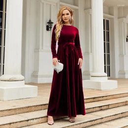 Casual Dresses Autumn And Winter Elegant Long For Women Temperament Celebrity Style Dress Gold Velvet Solid Colour Luxury