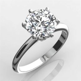 Classic Luxury Real Solid 925 Sterling Silver Ring 2Ct Round-cut SONA Diamond Wedding Jewelry Rings Engagement For Women SZ 4-10 S18101 255k