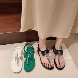 Casual Shoes Summer Fashion Ladies Flip Flop Sandals 2024 T-strap Women's Solid Colour Simple Large Size Flat Beach Zapatos