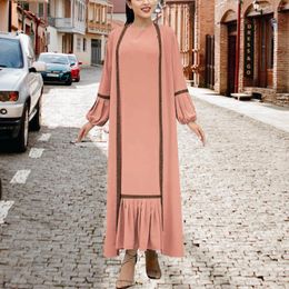Ethnic Clothing Women's Solid Colour Dress Sequin Outer Suit Fashionable Elegant Muslim Dresses 2024 Loose In Sundress For Women