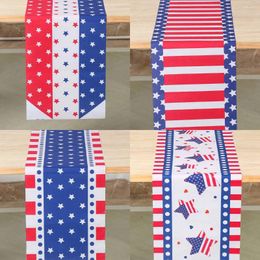 Table Cloth Patriotic Independence Day Linen Runner American Flag Heart Star Dwarf 4th Of July Kitchen Dining Party Decor