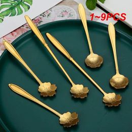 Coffee Scoops 1-9PCS Flower Spoon Set Small Teaspoon Cute Ice Cream Dessert Silver Gold Stainless Steel For