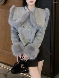 Women's Jackets 2024 Winter Coat Women High Quality Faux Fur Big Lapel Double Breasted Thick Warm Wool Coats Korean Fashion Outerwear
