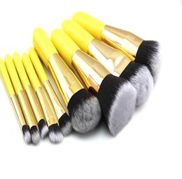 Odessy Pro 9 Pieces Soft Synthetic Hair Makeup Brushes Yellow Wood Handle Full Set Cosmetic Make Up Brush for Face Eye Beauty6343826