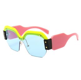 Sexy Rimless Oversized Sunglasses Sun Glasses For Female Rivet Big Frame Male Shades Women Vintage Red Pink4173958