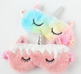 New Unicorn Eye Mask Cartoon Sleeping Mask Plush Eye Shade Cover Eyeshade Suitable For Travel Home Party Gifts GB5982959787