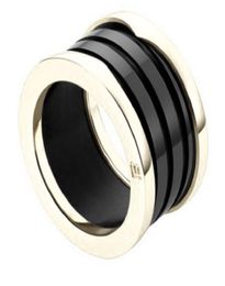 fashion titanium steel love ring silver rose gold for lovers white black Ceramic couple For gift9527849