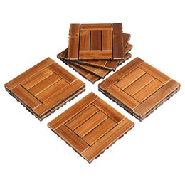 9pcs Wood Interlocking Deck Tiles 11.8"x11.8", Waterproof Flooring Tiles for Indoor and Outdoor, Patio Wood Flooring for Patio Porch Poolside Balcony Backyard