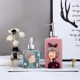 Liquid Soap Dispenser High-end Light Luxury Press Empty Bottle Cartoon Ceramic Lotion Interesting Shower Gel Bathroom