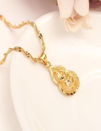 Dubai Real 24k Yellow Fine Solid gold GF Women Pendant Necklace Gold Color Jewelry Fortune gourd party wedding Gifts182m8500460