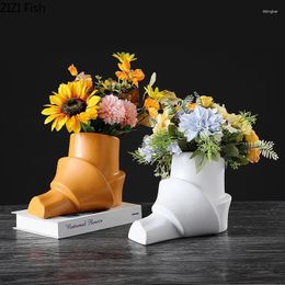 Vases Creative Boots Shape Ceramic Vase Flower Pots Desk Decoration Ornaments Flowers Arrangement Floral Room Aesthetic Decor