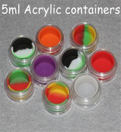 Clear plastic acrylic wax holder box 5ml acrylic bho jars silicone jars dab wax vaporizer oil container silicone jar1004654