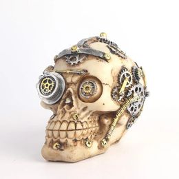 Resin Skeleton Human Skull Sculpture Key Storage Hook Wall Mount Desk Ornament Statue Living Room Sets For Halloween Party Decor 240517