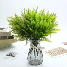 Decorative Flowers 1Pc Artificial Green Persian Fern Leaves Room Decor Fake Plant Plastic Leaf Home Wedding Party Table Balcony Decoration