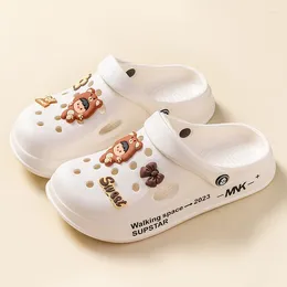 Slippers 2024 DIY Cartoon Women's Garden Shoes Summer Wear Sandals Students Thick Soft Sole Women Non-slip EVA Beach