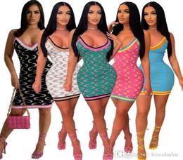 Womens Dress New High Elastic Moon Print Low Cut Tight Sexy Colour Matching Suspender Dress Plus Size S5XL1607294