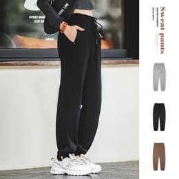 Maden womens cotton sports pants elastic waist exercise casual pants 100% cotton jogging sportswear casual track pants 240515
