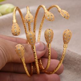 4pcsset 24K Золотой цвет Дубай Bangles for Women Girls Jewelry Afrance France Свадебные браслеты браслеты